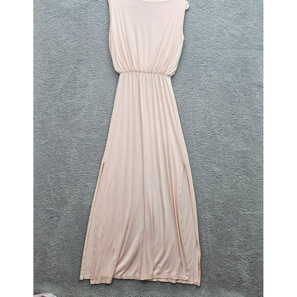 Go Couture Womens Pink Sleeveless Size M Maxi Dress Elastic Waist Side Slits - Picture 6 of 8